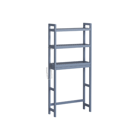 Over-the-Toilet Storage, 3-Tier Bamboo Bathroom Organizer with Adjustable Shelves, Multifunctional Toilet Rack, Static Load Capacity 33 lb per Tier, Easy to Assemble, Gray UBTS001G01