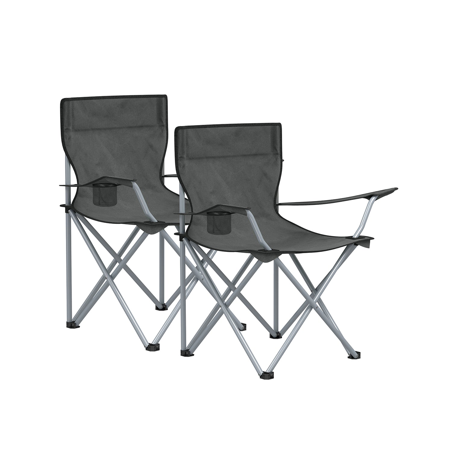 Set of 2 Folding Camping Chairs Max. Capacity 120 kg Slate Grey - image 1
