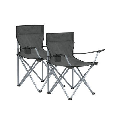 Set of 2 Folding Camping Chairs Max. Capacity 120 kg Slate Grey - image 1