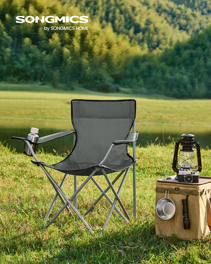 Set of 2 Folding Camping Chairs Max. Capacity 120 kg Slate Grey - image 2