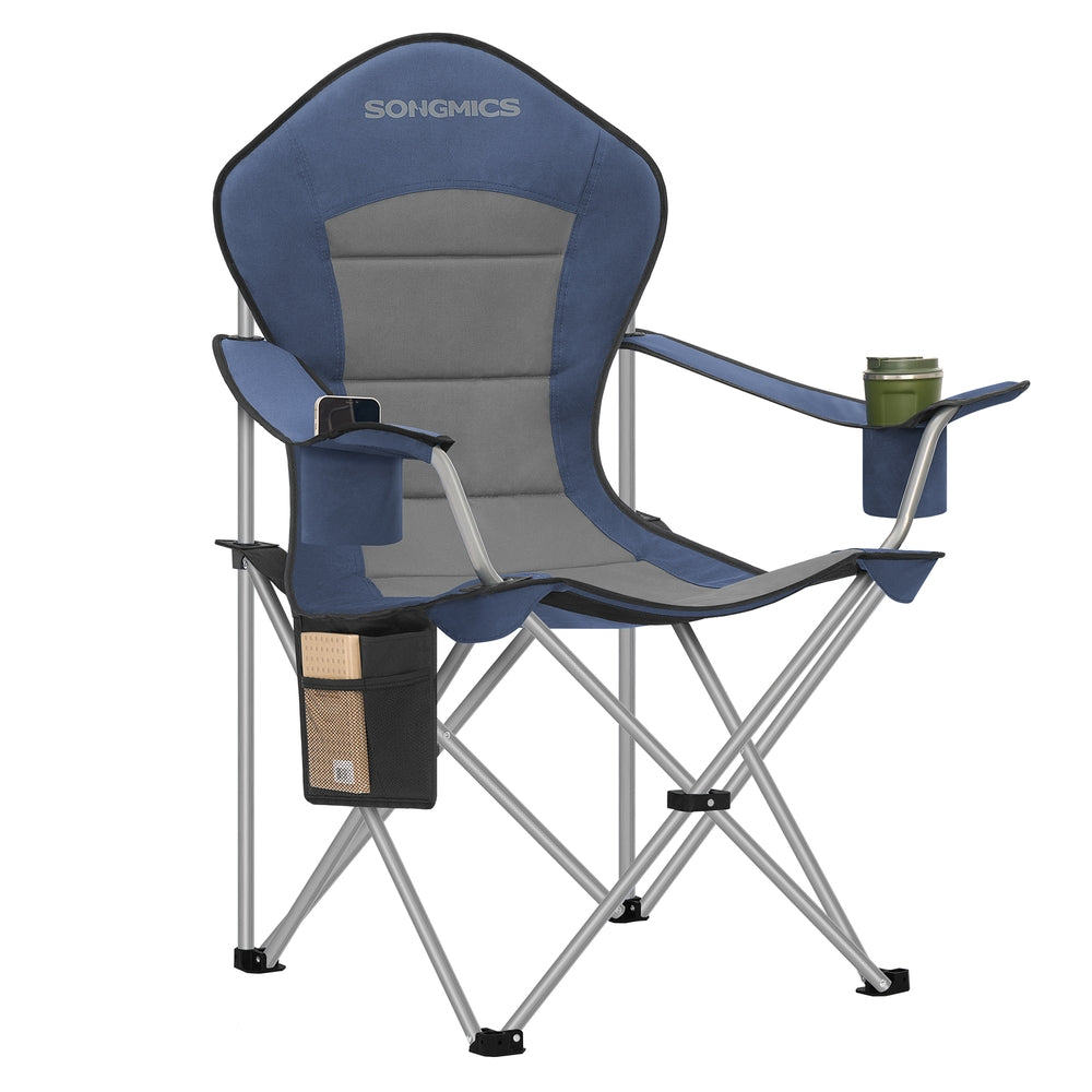 Folding Lawn Chair with High Back and Wide Seat, Portable Camping Chair for Outdoor Picnic