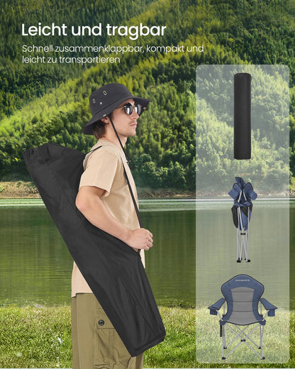 Folding Lawn Chair with High Back and Wide Seat, Portable Camping Chair for Outdoor Picnic