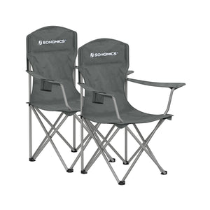 Set of 2 Folding Camping Chairs Max. Capacity 330 lb Slate Gray