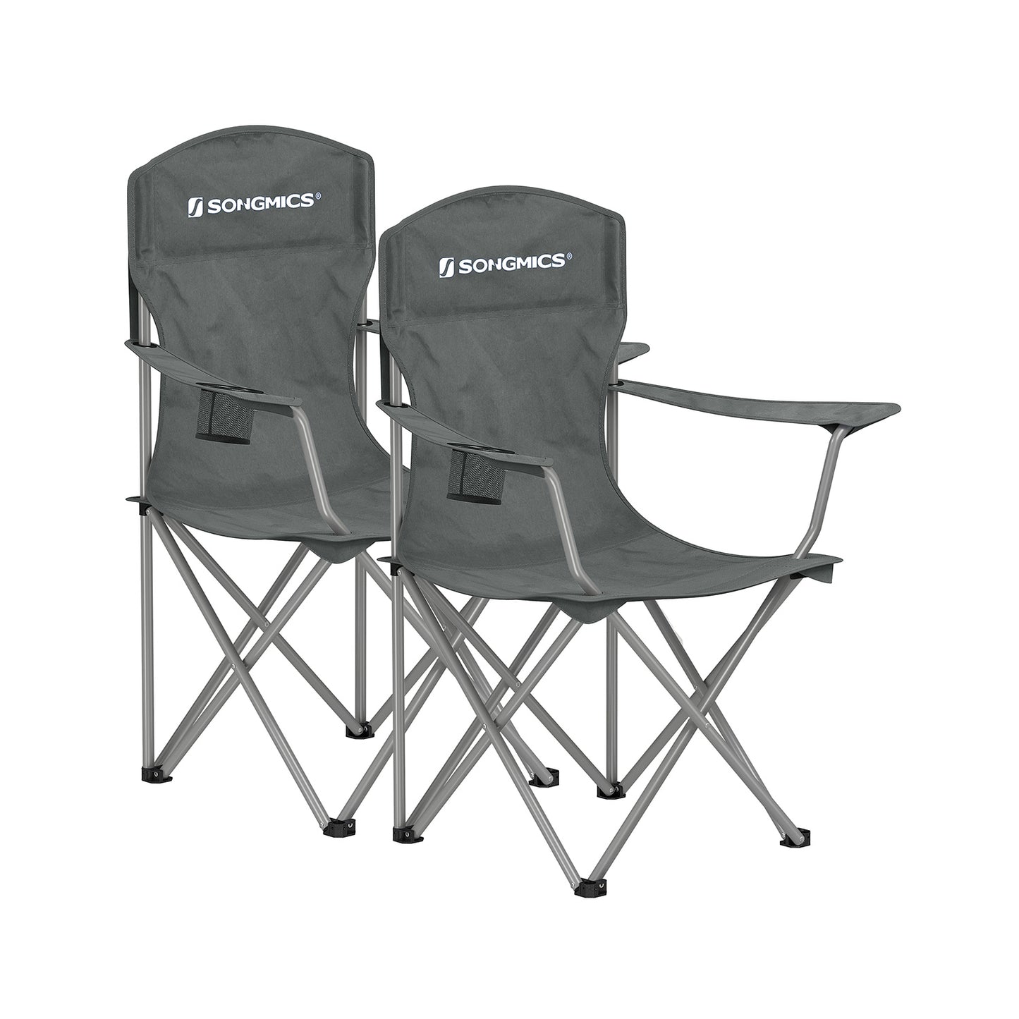 Set of 2 Folding Camping Chairs Max. Capacity 150 kg Slate Grey - image 2