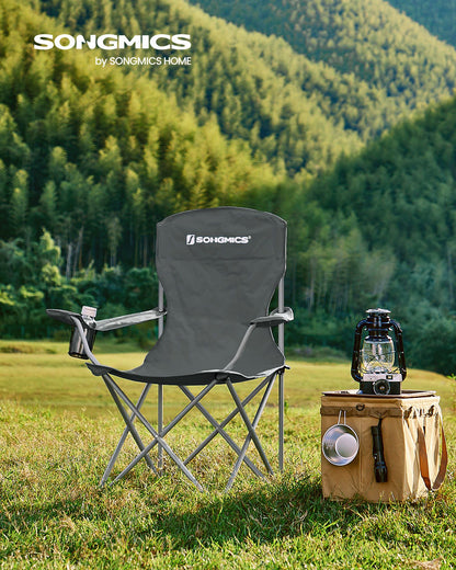 Set of 2 Folding Camping Chairs Max. Capacity 330 lb Slate Gray