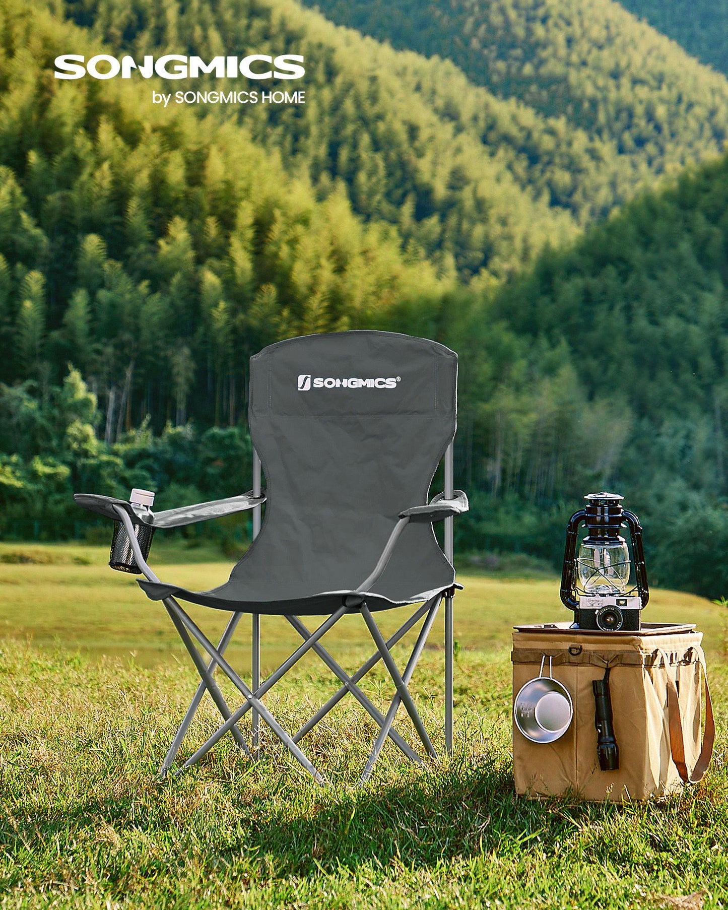 Set of 2 Folding Camping Chairs Max. Capacity 150 kg Slate Grey - image 3