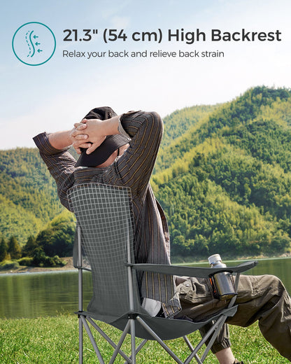 Set of 2 Folding Camping Chairs Max. Capacity 330 lb Slate Gray