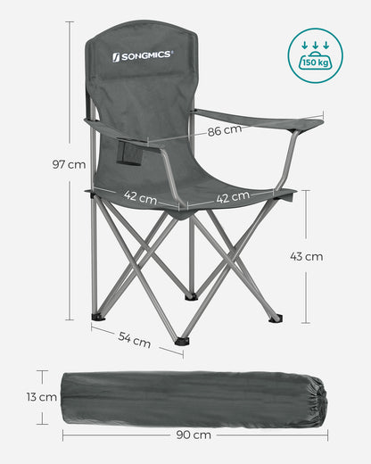 Set of 2 Folding Camping Chairs Max. Capacity 330 lb Slate Gray