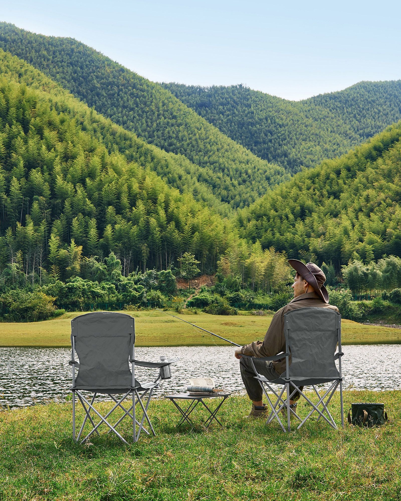 Set of 2 Folding Camping Chairs Max. Capacity 150 kg Slate Grey - image 9