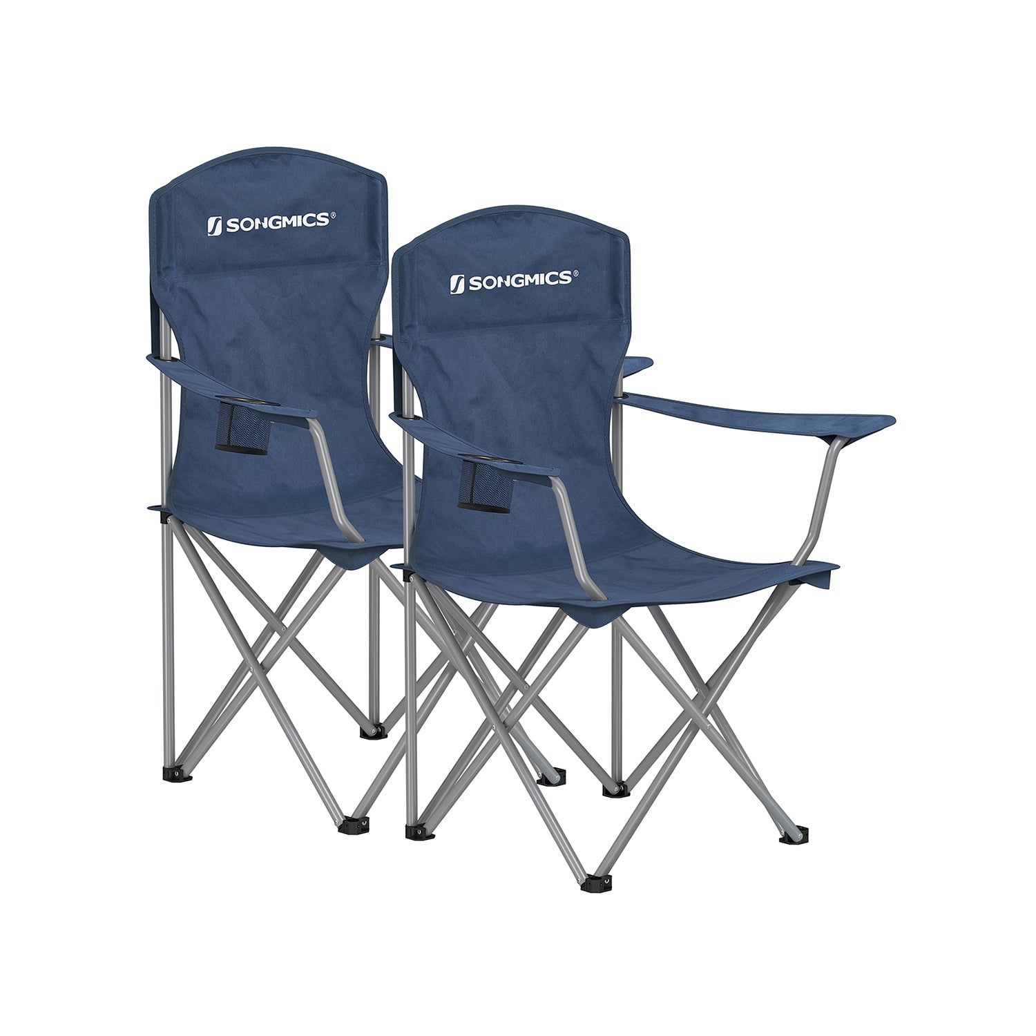 Set of 2 Folding Camping Chairs Max. Capacity 330 lb Twilight Blue