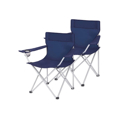 Set of 2 Blue Portable Camping Chairs with Armrest - image 1