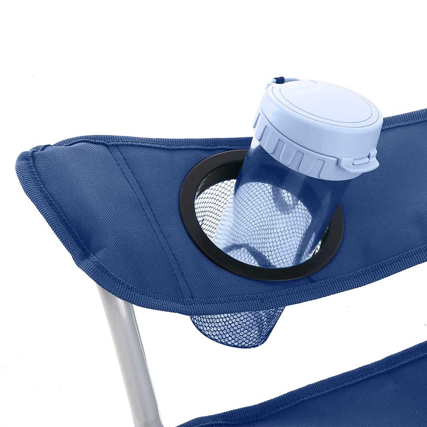 Set of 2 Blue Portable Camping Chairs with Armrest - image 6