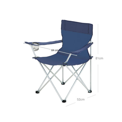 Set of 2 Blue Portable Camping Chairs with Armrest - image 8