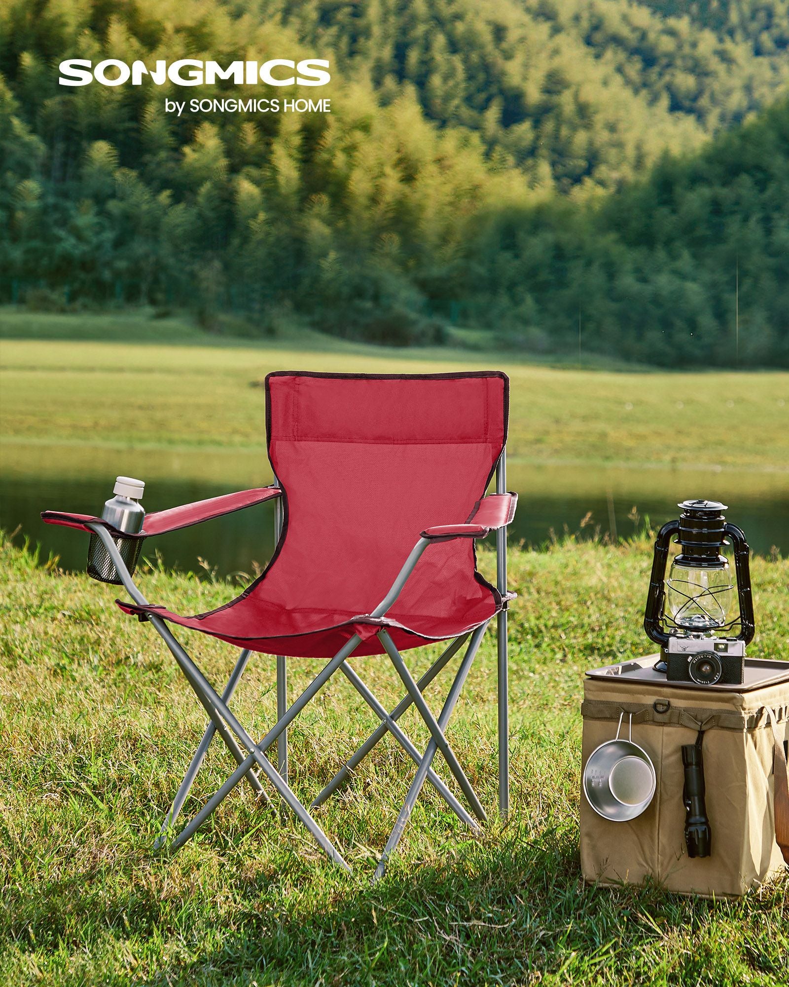 Set of 2 Blue Portable Camping Chairs with Armrest - image 19