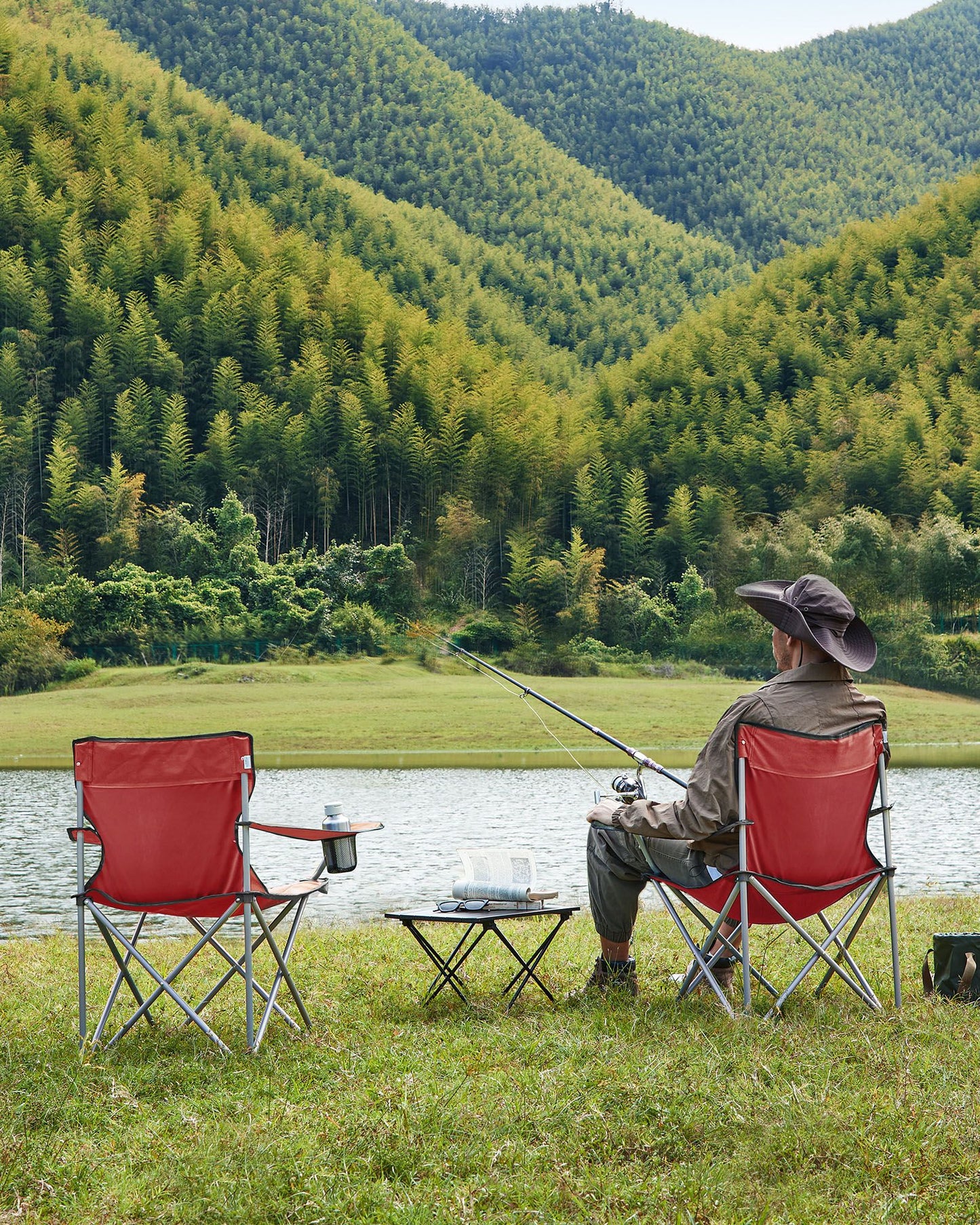 Set of 2 Blue Portable Camping Chairs with Armrest - image 23