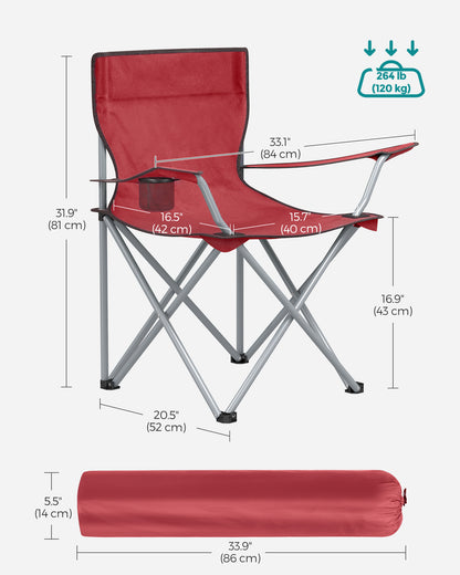 Set of 2 Blue Portable Camping Chairs with Armrest - image 24