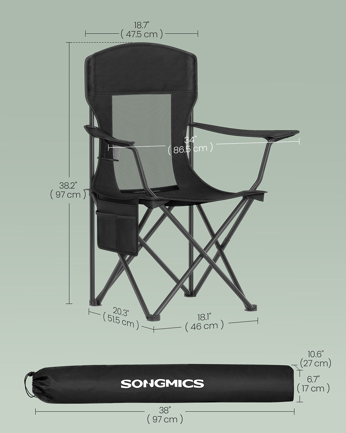 Foldable Sports Chairs Set of 2 - HWLEXTRA 