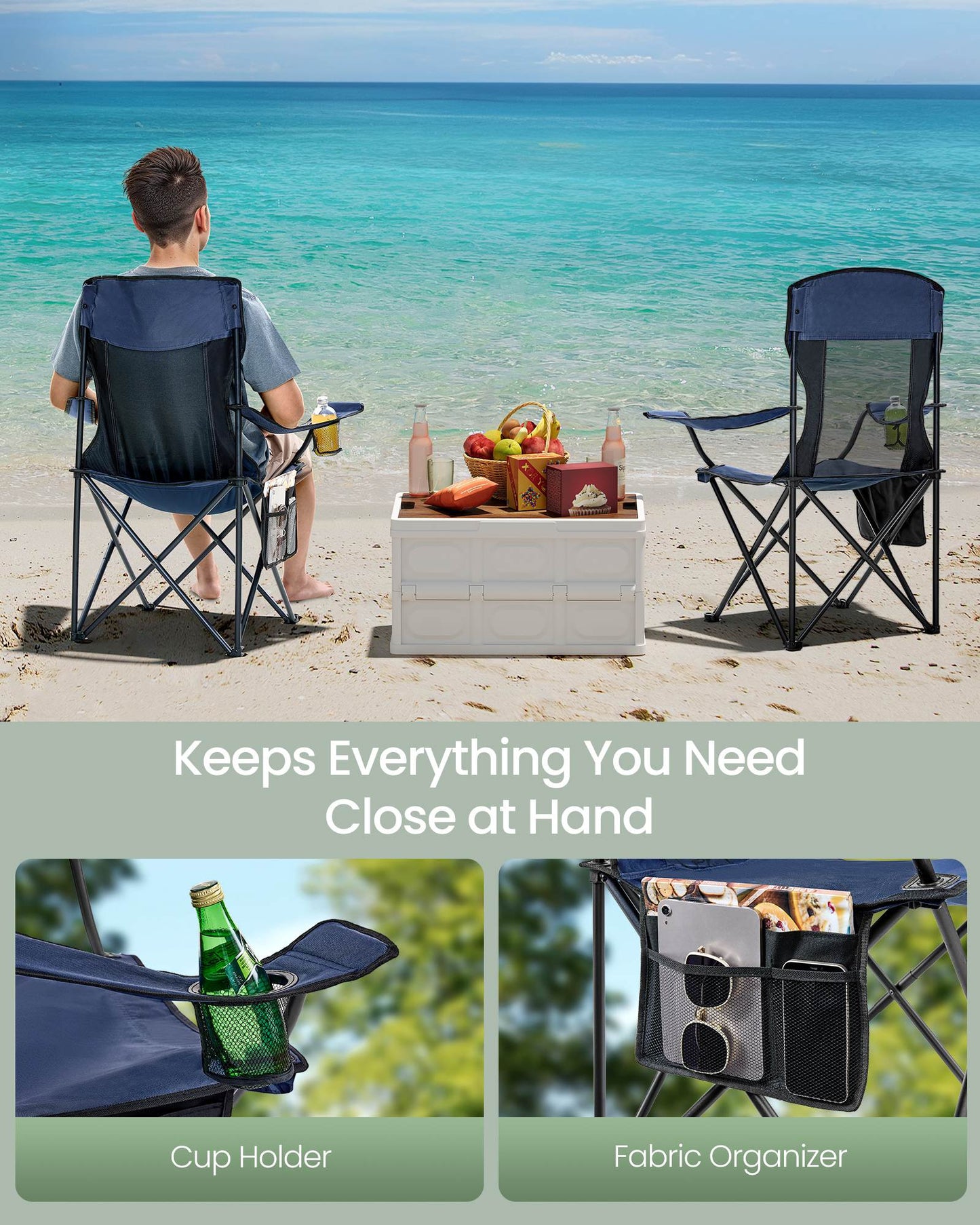 Foldable Sports Chairs Set of 2 - HWLEXTRA 