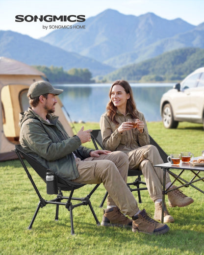 Camping Chair Supports 150 kg 2 Storage Pockets Black - image 2