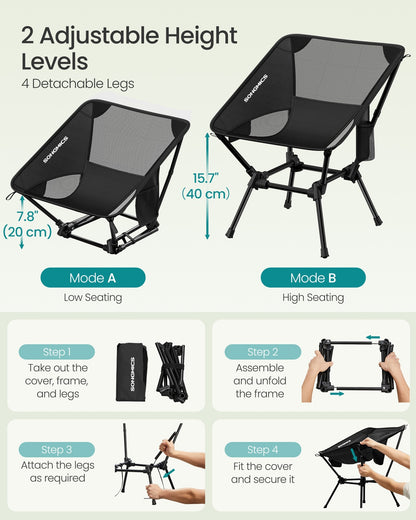 Camping Chair Supports 150 kg 2 Storage Pockets Black - image 6