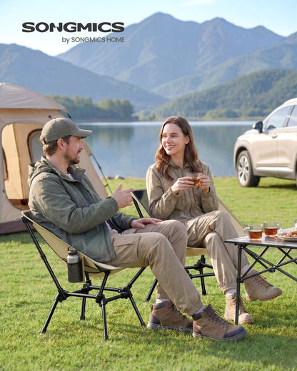 Camping Chair Supports 150 kg 2 Storage Pockets Black - image 8