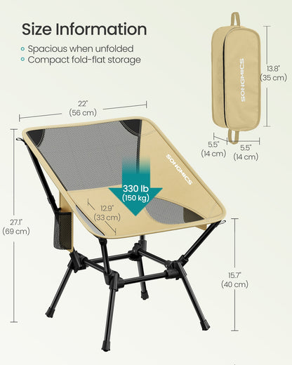 Camping Chair Supports 150 kg 2 Storage Pockets Black - image 11
