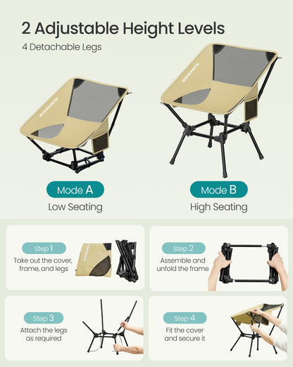 Camping Chair Supports 150 kg 2 Storage Pockets Black - image 12