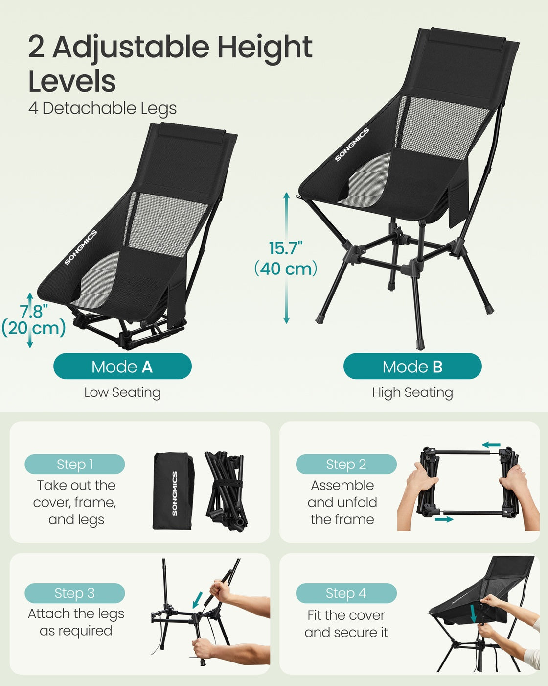Lightweight folding camping chair with steel frame - image 7