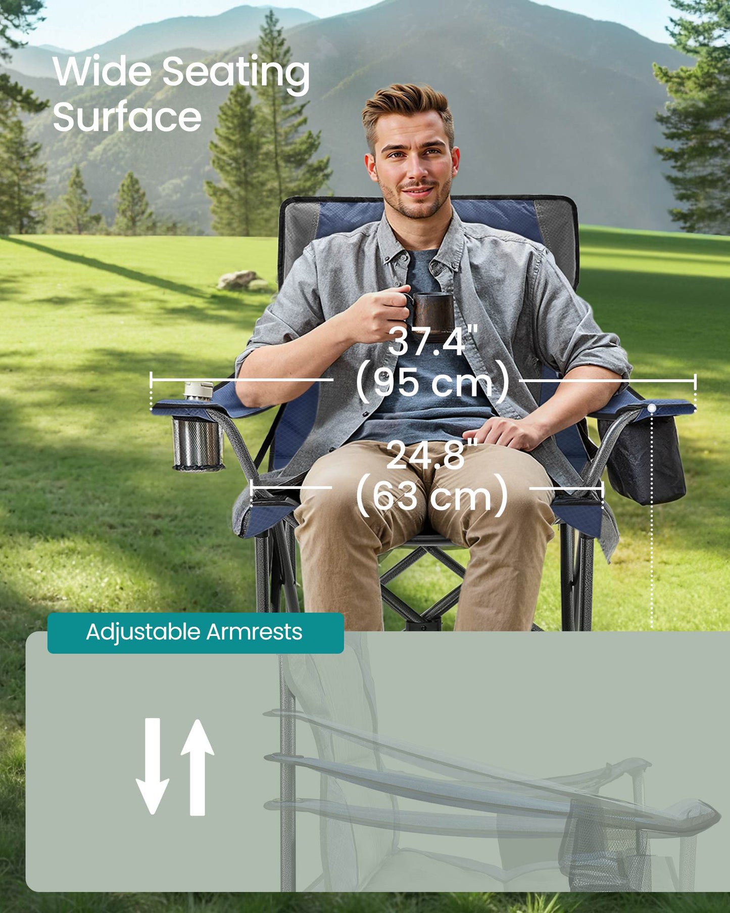 Camping Chair with Foam Padding, Foldable - HWLEXTRA 