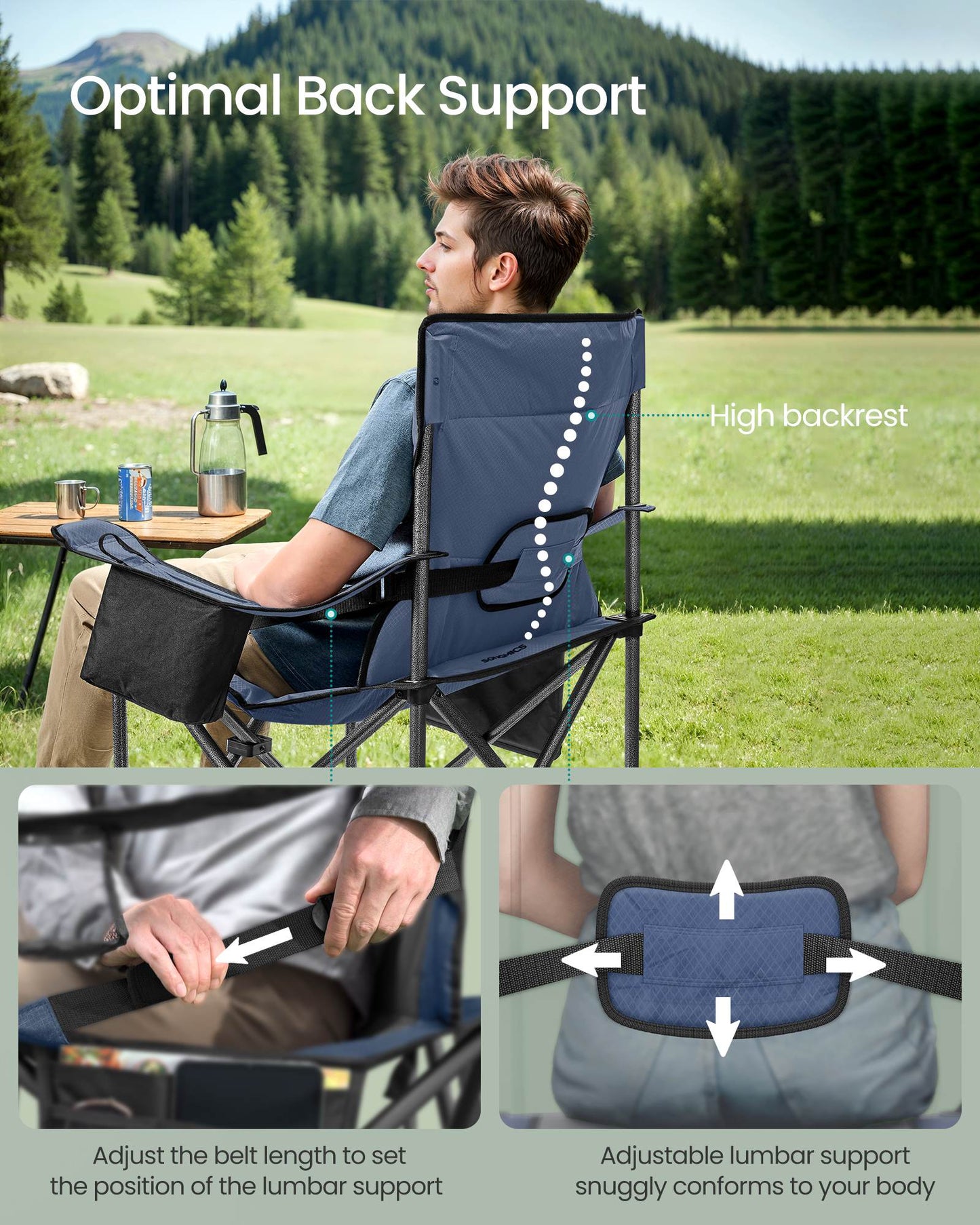 Camping Chair with Foam Padding, Foldable - HWLEXTRA 