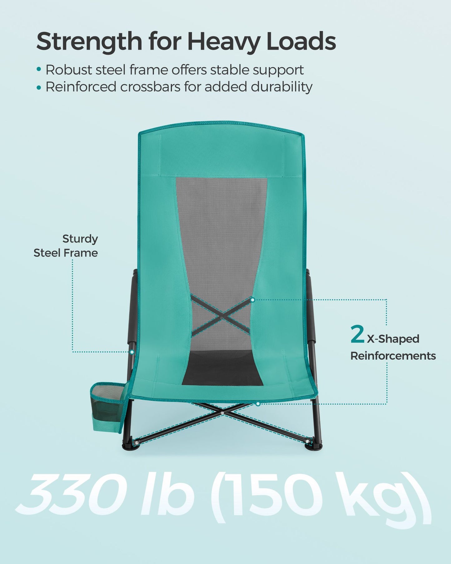 Set of 2 Portable Beach Chairs for Adults - HWLEXTRA 