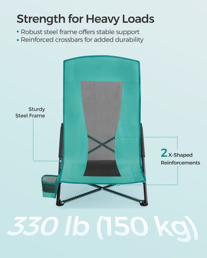 Set of 2 Portable Beach Chairs for Adults - HWLEXTRA 