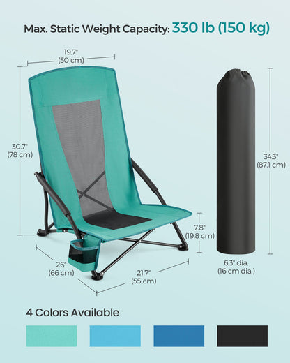 Set of 2 Portable Beach Chairs for Adults - HWLEXTRA 