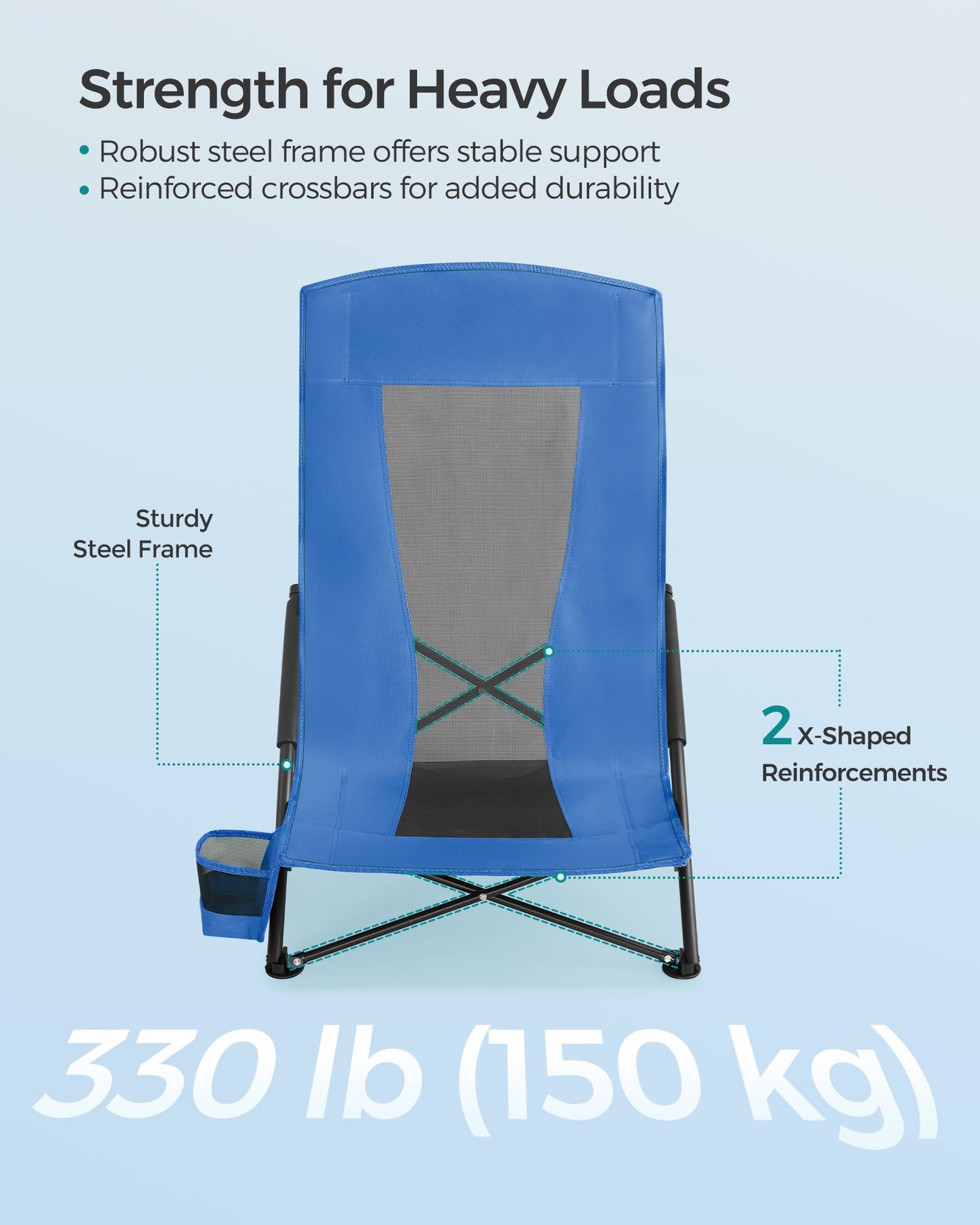 Set of 2 Portable Beach Chairs for Adults - HWLEXTRA 
