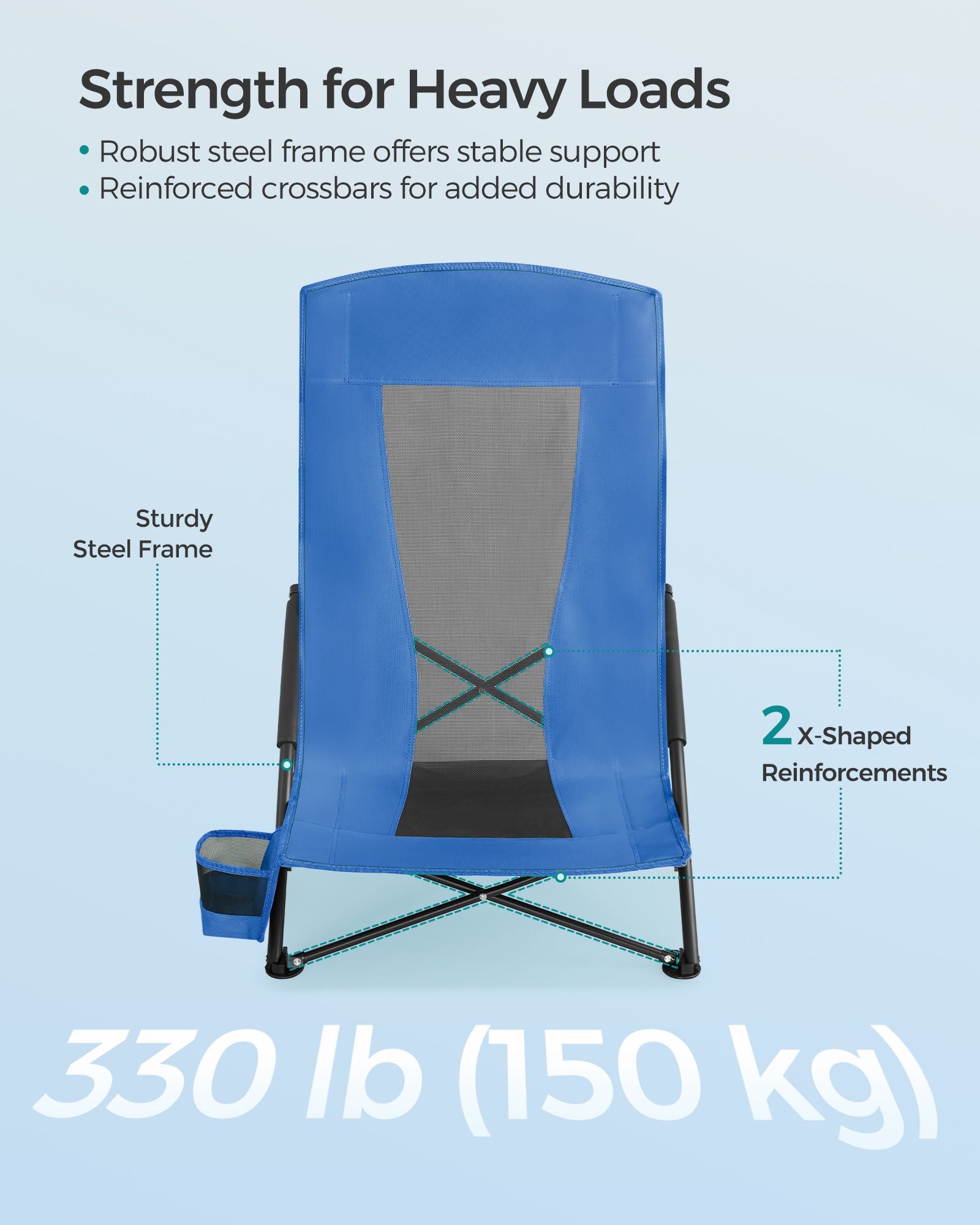 Set of 2 Portable Beach Chairs for Adults - HWLEXTRA 