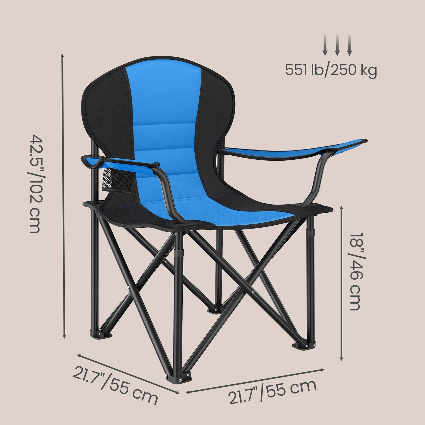 Camping Chair, Folding Outdoor Chair with Padded Seat, Cup Holder - image 15