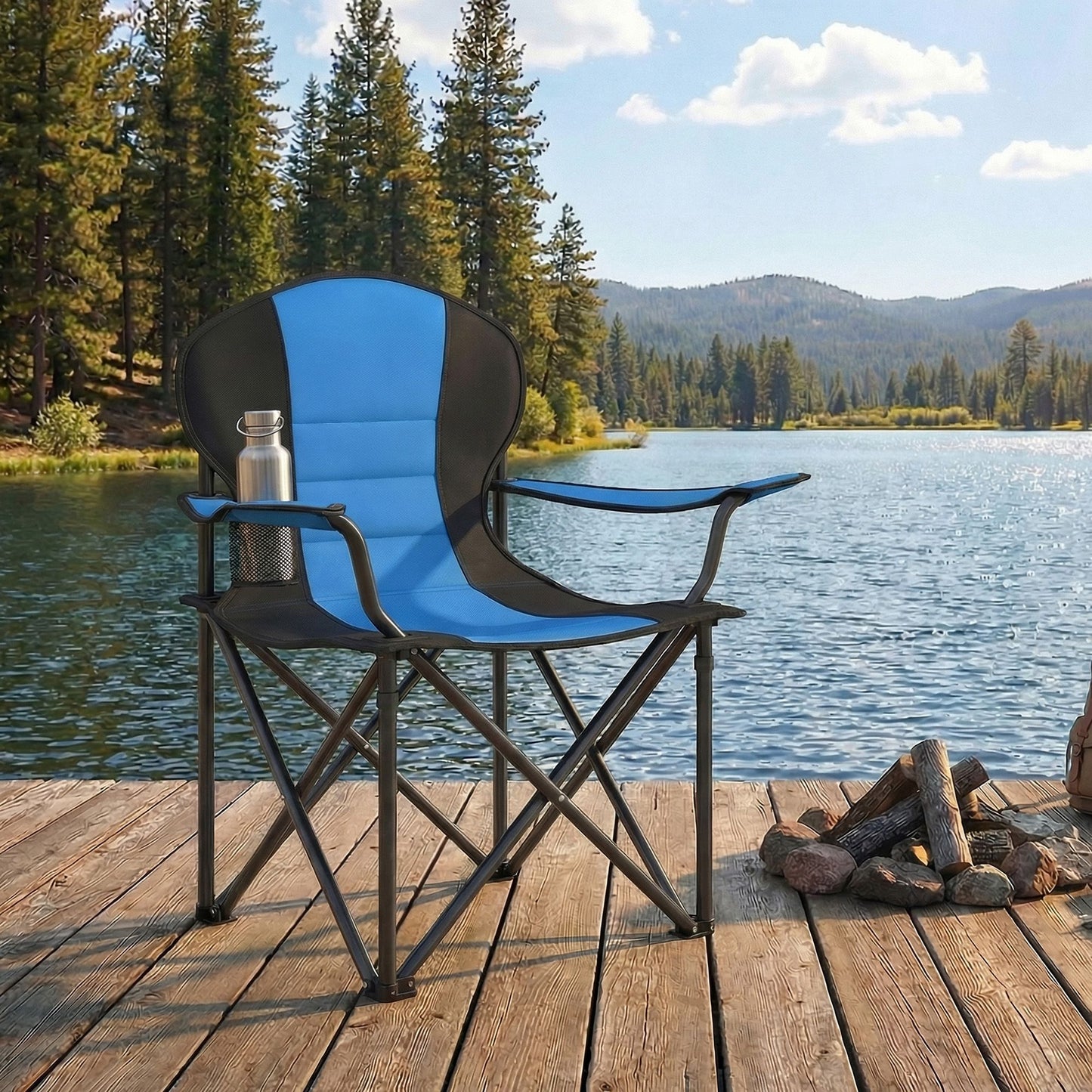 Camping Chair, Folding Outdoor Chair with Padded Seat, Cup Holder - image 17