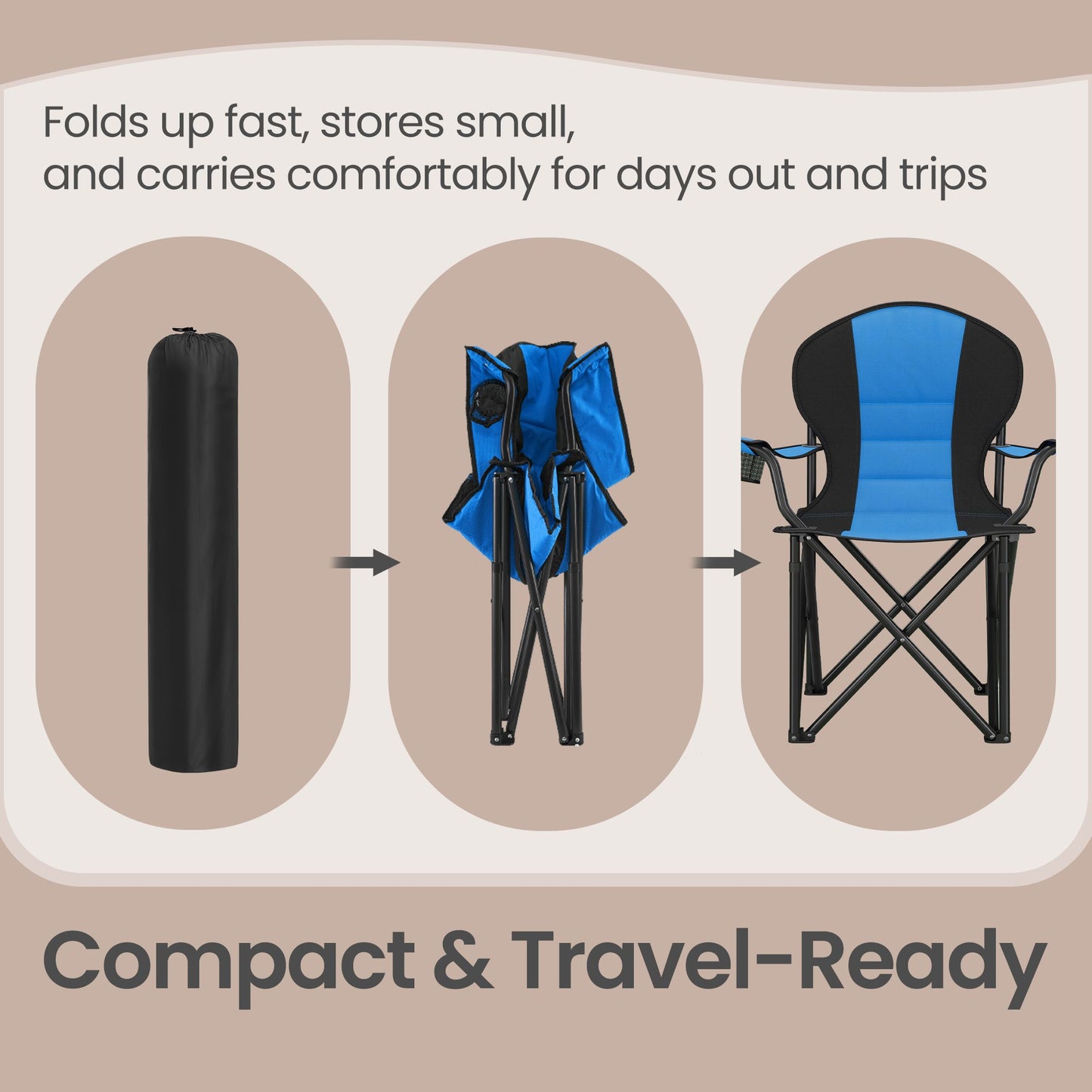 Camping Chair, Folding Outdoor Chair with Padded Seat, Cup Holder - image 19