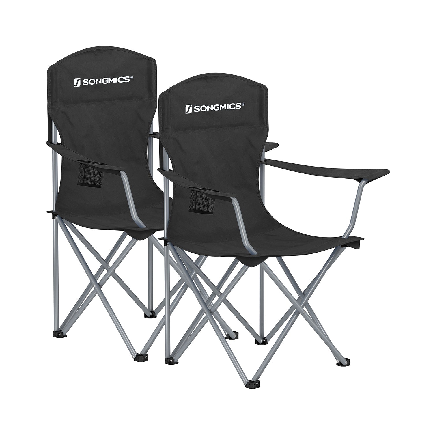 Set of 2 Folding Camping Chairs Max. Capacity 330 lb Ink Black
