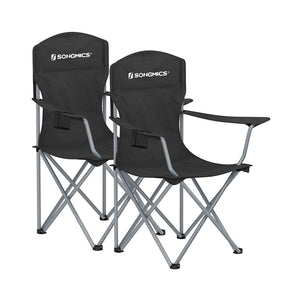 Set of 2 Folding Camping Chairs Max. Capacity 330 lb Ink Black