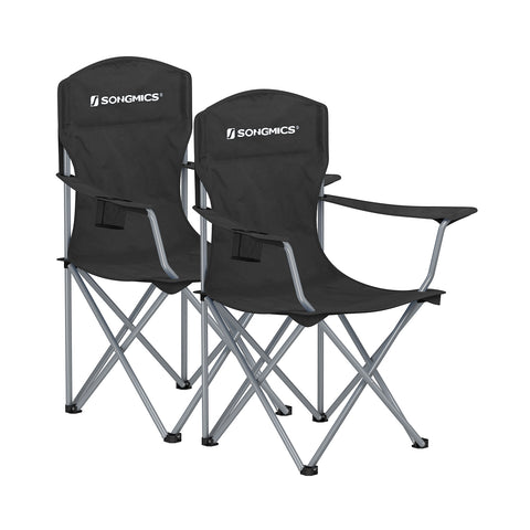 Set of 2 Folding Camping Chairs Max. Capacity 330 lb Ink Black