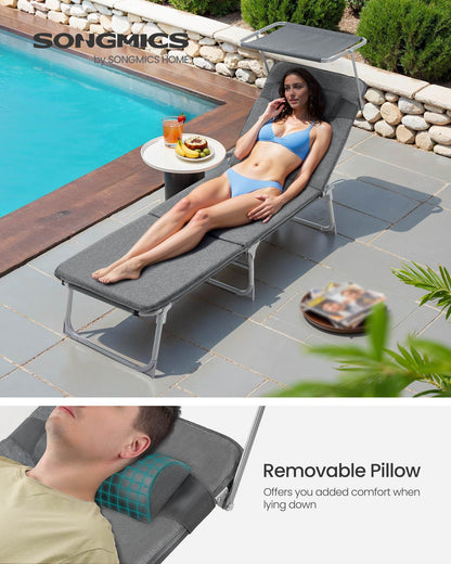 Patio Lounge Beach Chair with Mattress for Adults