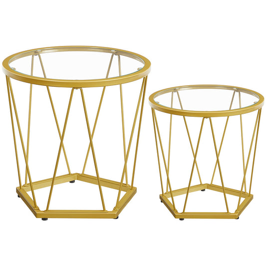 round coffee table set of 2 - gold - HWLEXTRA 