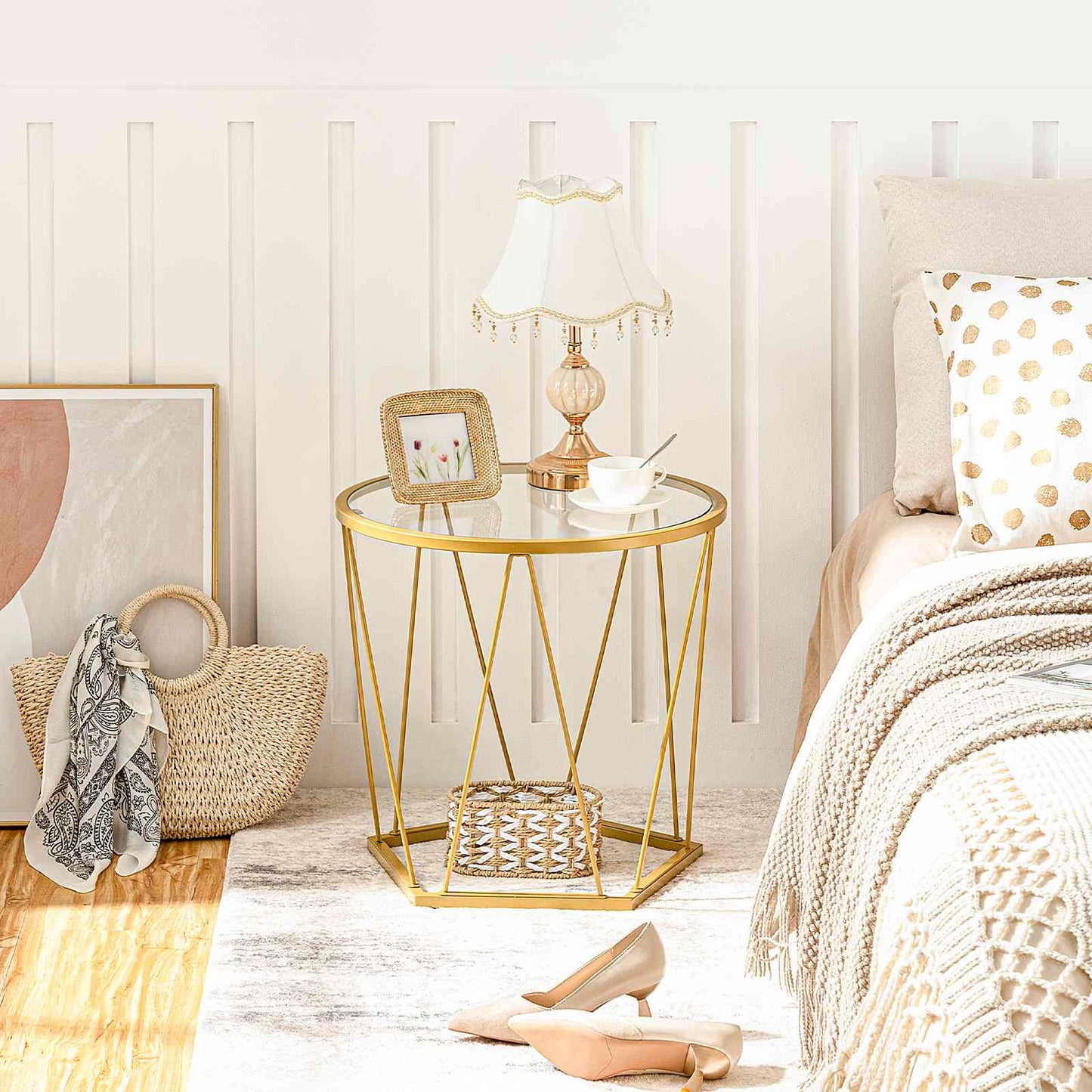 round coffee table set of 2 - gold - HWLEXTRA 