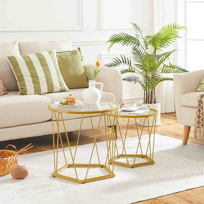 round coffee table set of 2 - gold - HWLEXTRA 
