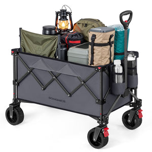 Folding Wagon, Camping Wagon Collaspible with Handle, 40 Gallons, Holds up to 330 lb, 4 Removable Wheels, Utility Garden Cart for Outdoor, Space-Saving, Slate Gray UGFW115G01