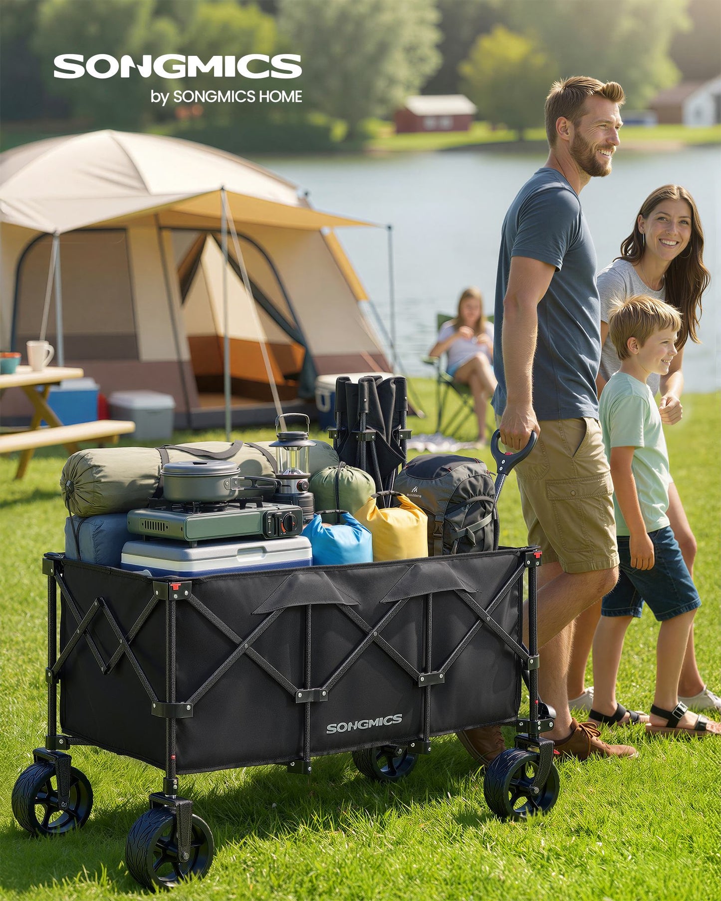 Foldable Garden Camping Trolley 150 kg 200 L Ink Black - image 2