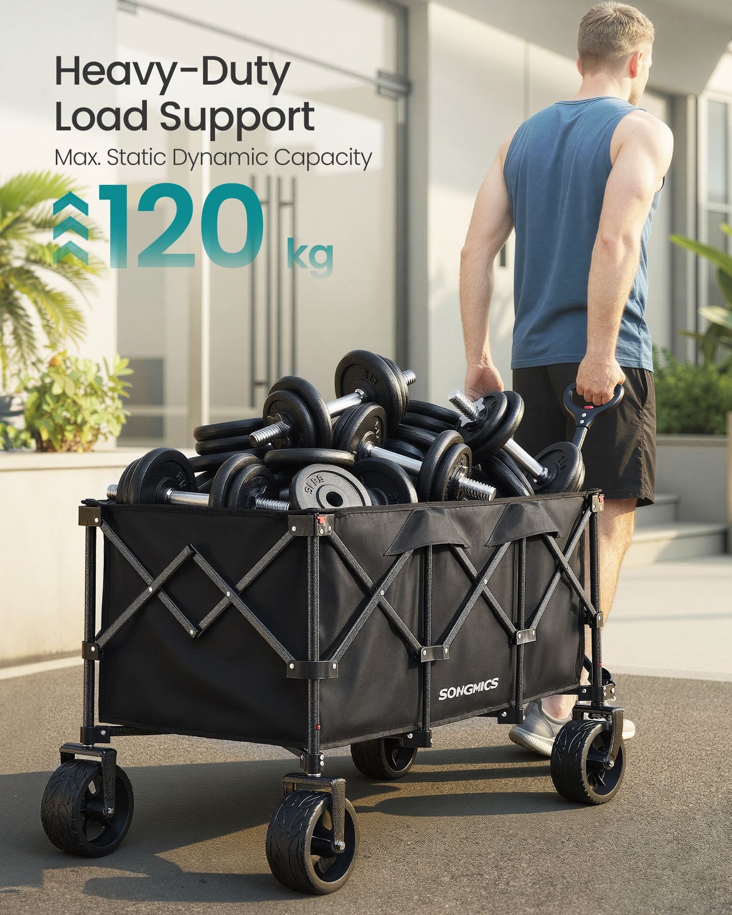 Foldable Garden Camping Trolley 150 kg 200 L Ink Black - image 3