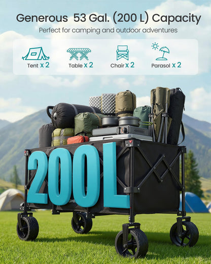Foldable Garden Camping Trolley 150 kg 200 L Ink Black - image 4