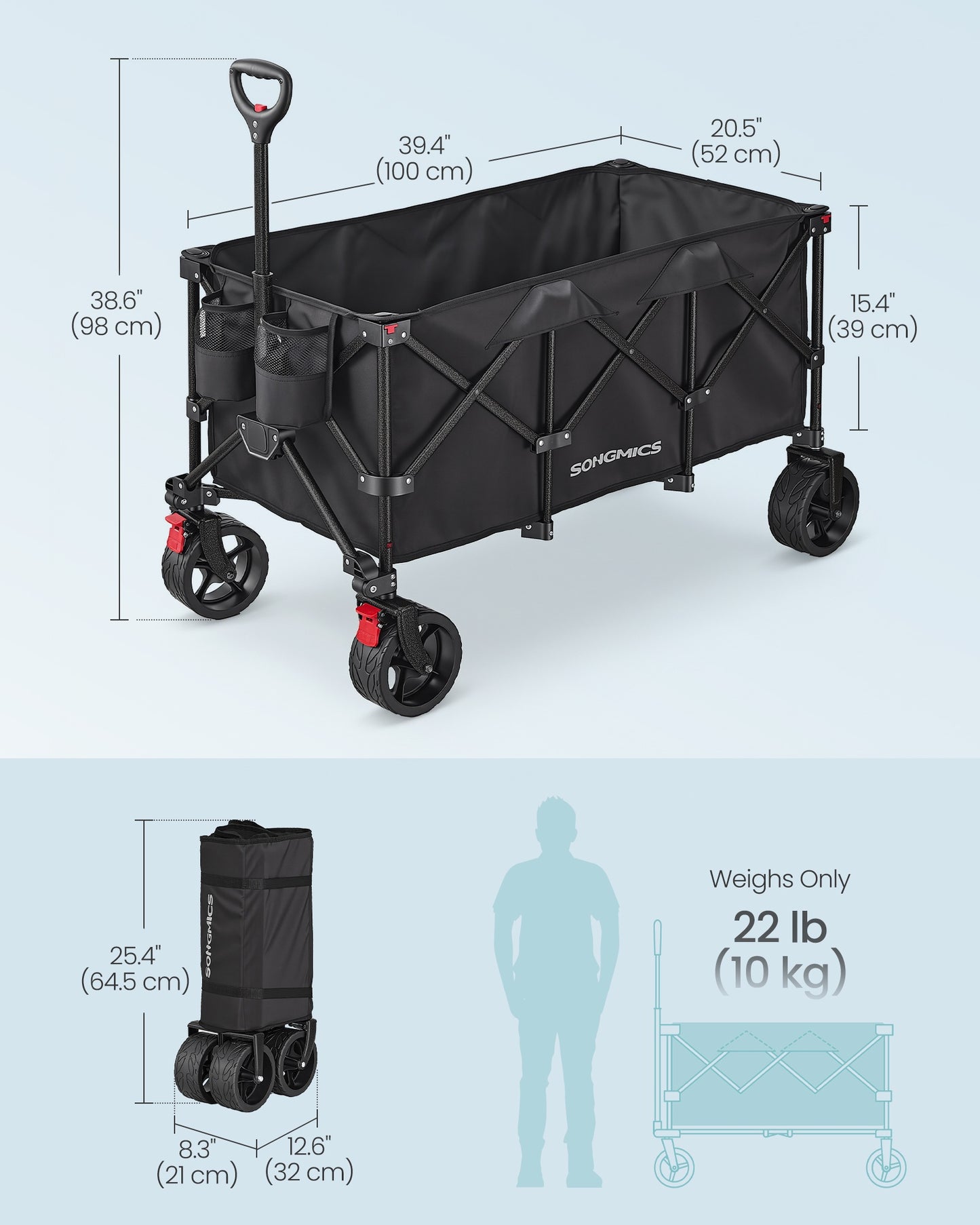 Foldable Garden Camping Trolley 150 kg 200 L Ink Black - image 7